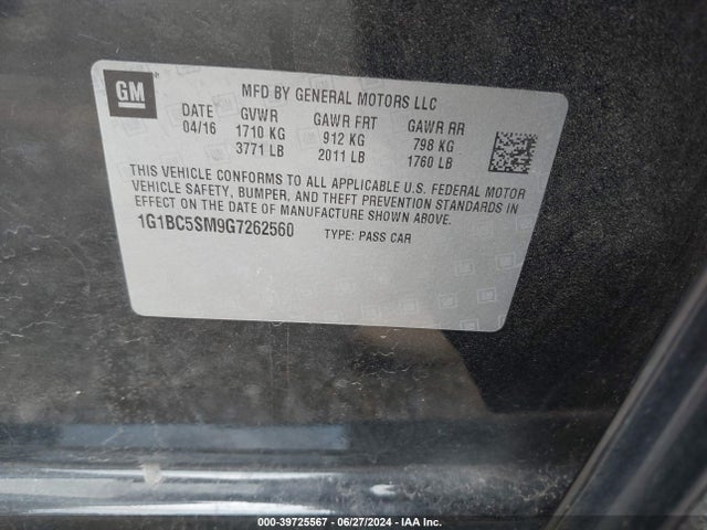 Chevrolet Cruze Ls Auto 2016 1G1BC5SM9G7262560 Image 9