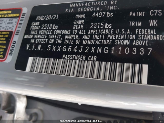 KIA K5 Gt-line 2022 5XXG64J2XNG110337 Image 9
