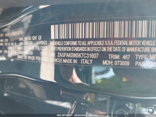 ZASPAKBN5K7C31607 Alfa Romeo Stelvio Ti Sport Awd
