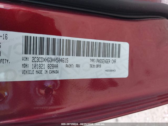 2C3CDXHG3HH504615 Dodge Charger Sxt Rwd