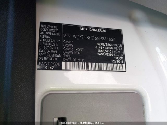 WDYPE8CD6GP361655 Freightliner Sprinter 2500 High  Roof/high Roof