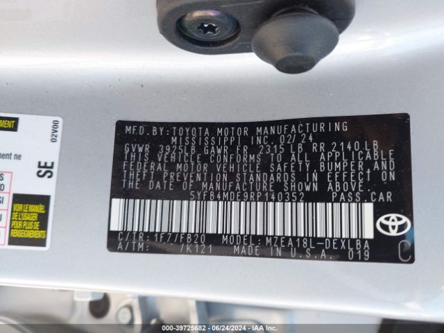5YFB4MDE9RP140352 Toyota COROLLA LE