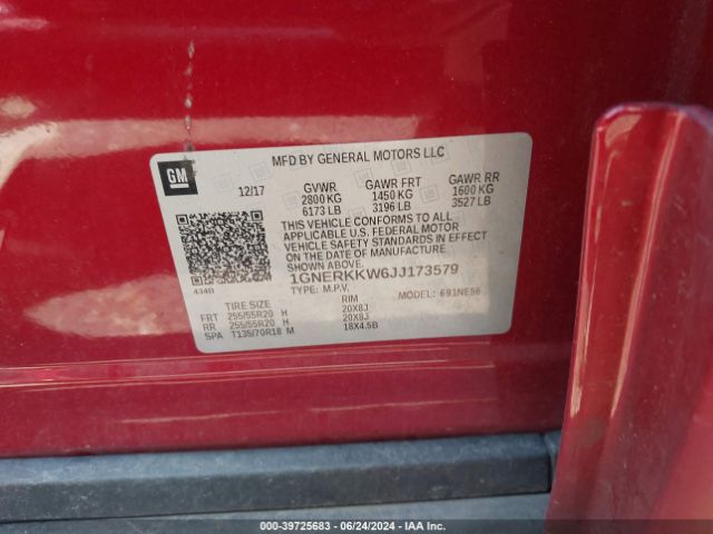 1GNERKKW6JJ173579 Chevrolet Traverse Premier