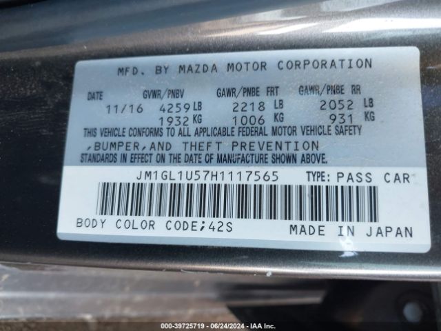 JM1GL1U57H1117565 Mazda Mazda6 Sport