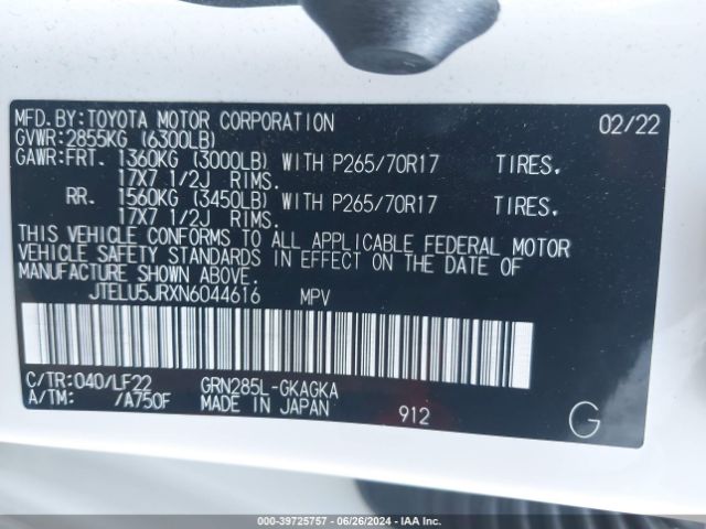 JTELU5JRXN6044616 Toyota 4runner Trd Pro