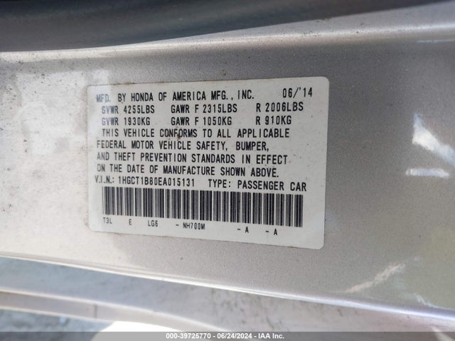 Honda Accord Ex-l 2014 1HGCT1B80EA015131 Image 9