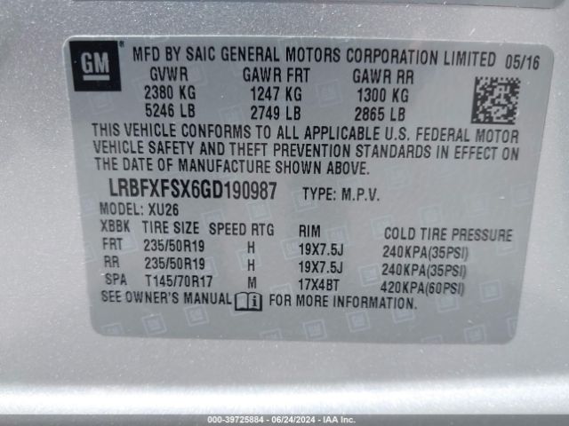 LRBFXFSX6GD190987 Buick Envision Premium Ii