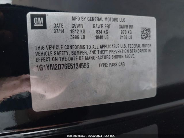 1G1YM2D76E5134556 Chevrolet Corvette Stingray Z51
