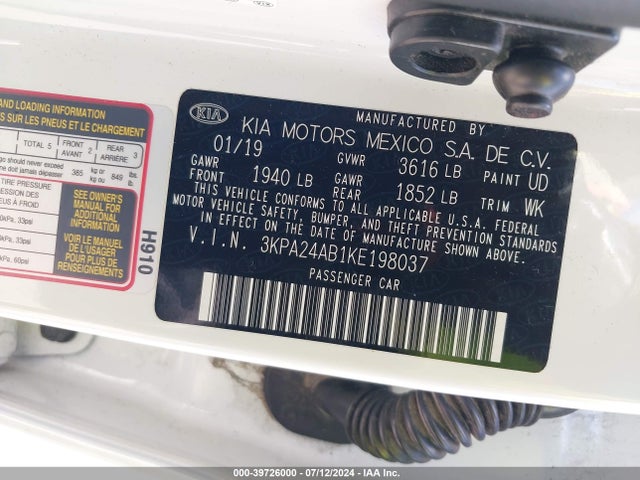 KIA RIO S 2019 3KPA24AB1KE198037 Image 9