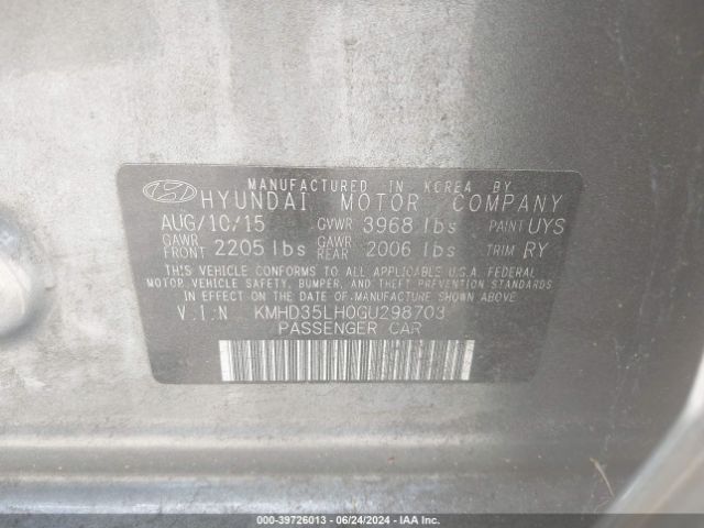 KMHD35LH0GU298703 Hyundai ELANTRA GT