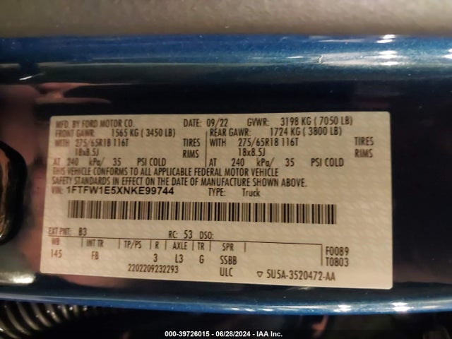 Ford F-150 Xlt 2022 1FTFW1E5XNKE99744 Image 9