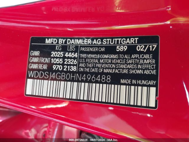 WDDSJ4GB0HN496488 Mercedes-Benz CLA 250 4MATIC