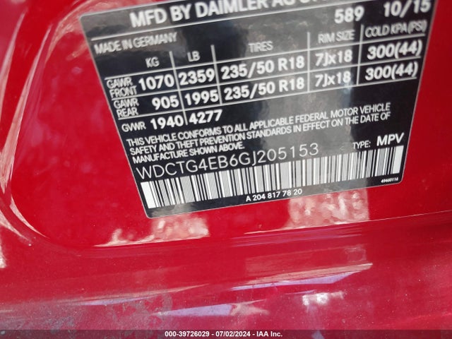 Mercedes-Benz GLA 250 2016 WDCTG4EB6GJ205153 Image 9