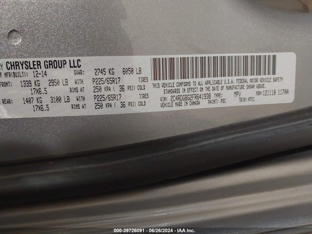 Dodge Grand Caravan Se 2015 2C4RDGBG2FR641938 Image 9