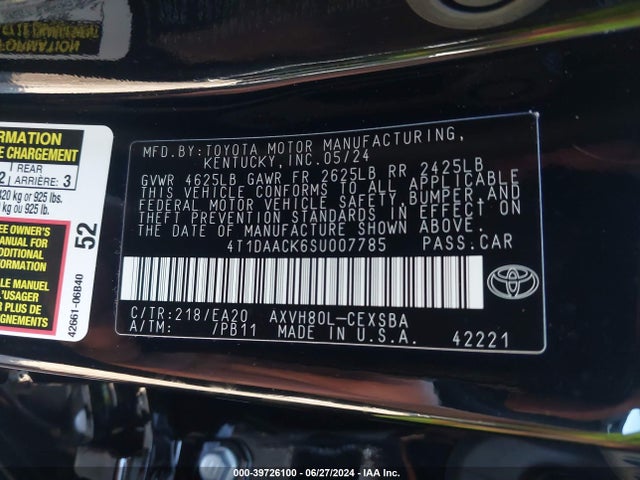 Toyota CAMRY SE 2025 4T1DAACK6SU007785 Image 9
