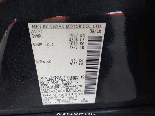 Nissan Altima 2.5 S 2016 1N4AL3APXGN391234 Image 9