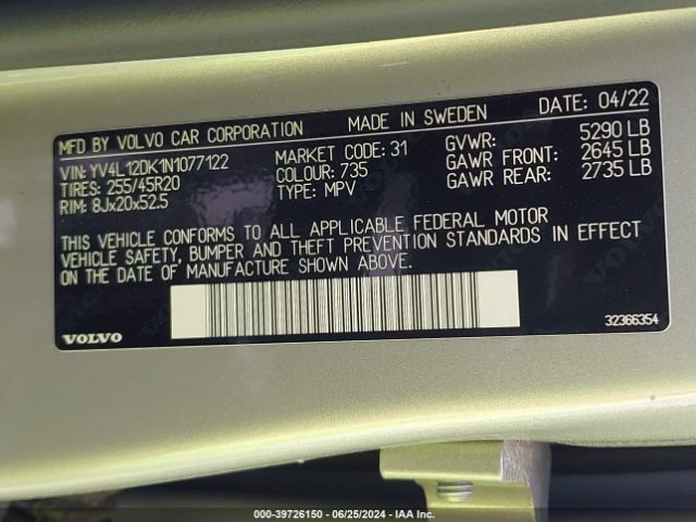 YV4L12DK1N1077122 Volvo Xc60 B5 Momentum