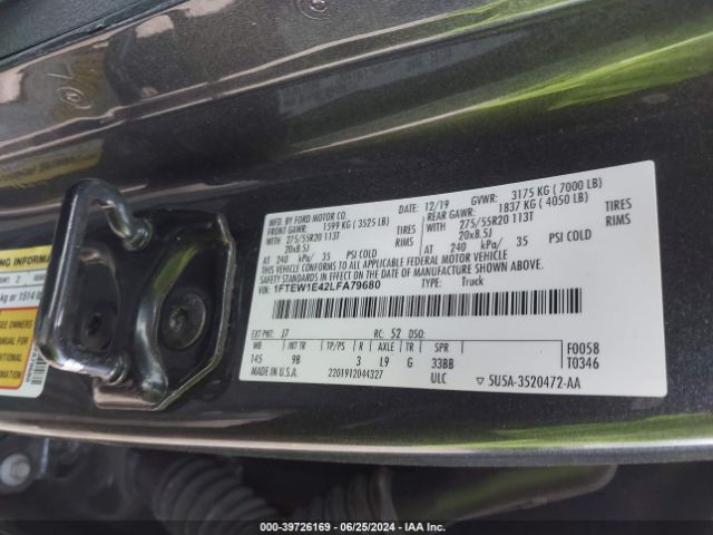 1FTEW1E42LFA79680 Ford F-150 Platinum