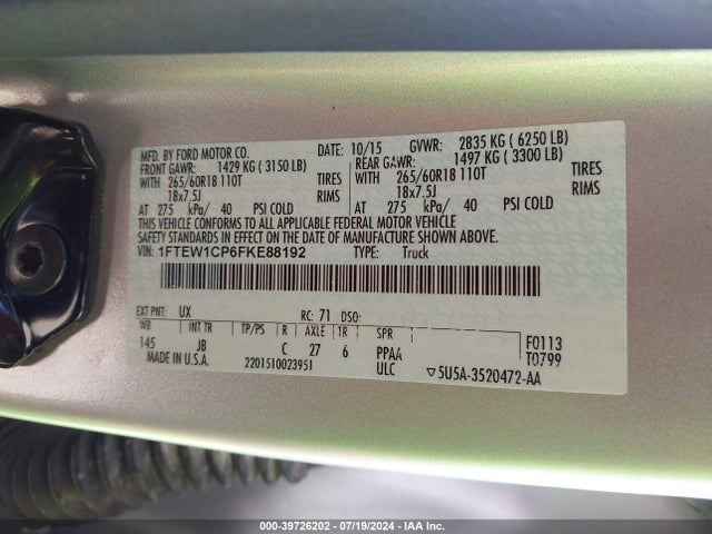 Ford F-150 Xlt 2015 1FTEW1CP6FKE88192 Image 9