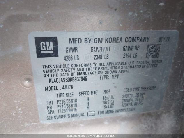 KL4CJASB9KB937946 Buick Encore Fwd Preferred