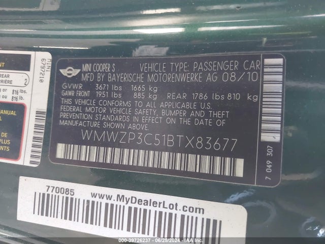 2011 MINI COOPER S WMWZP3C51BTX83677 Photo 8