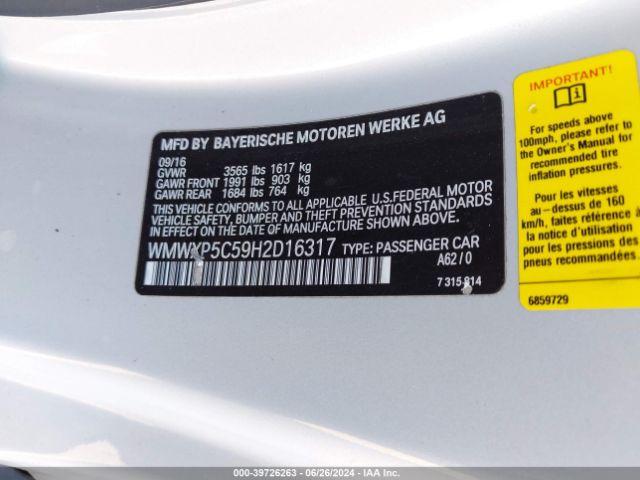 WMWXP5C59H2D16317 Mini Hardtop Cooper