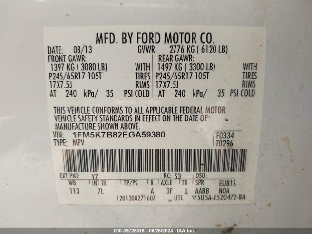 Ford Explorer 2014 1FM5K7B82EGA59380 Image 9