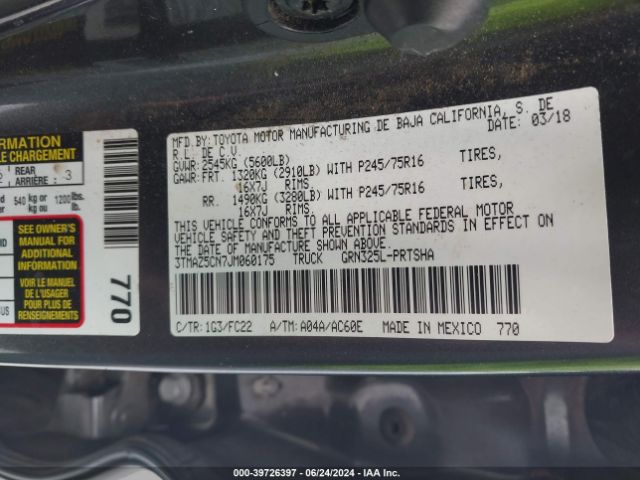 3TMAZ5CN7JM060175 Toyota Tacoma Sr5 V6