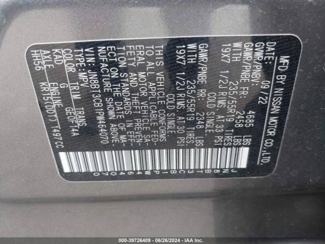 JN8BT3CB1PW464070 Nissan Rogue Sl Intelligent Awd