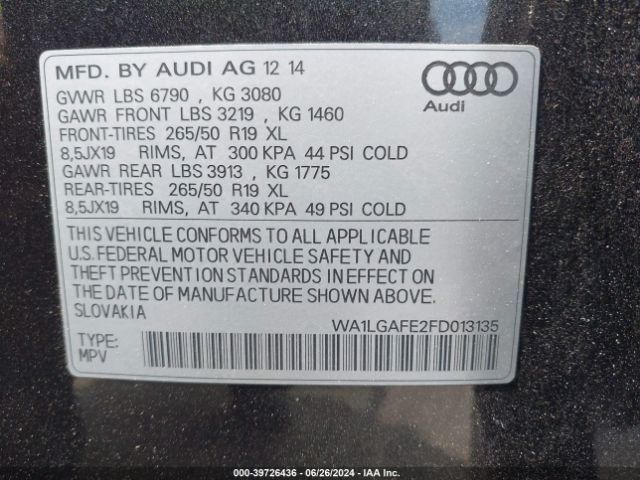 WA1LGAFE2FD013135 Audi Q7 3.0t Premium