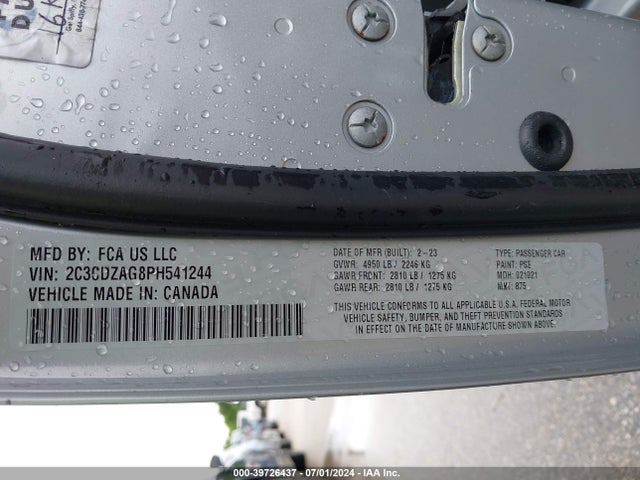 Dodge Challenger Sxt 2023 2C3CDZAG8PH541244 Image 9
