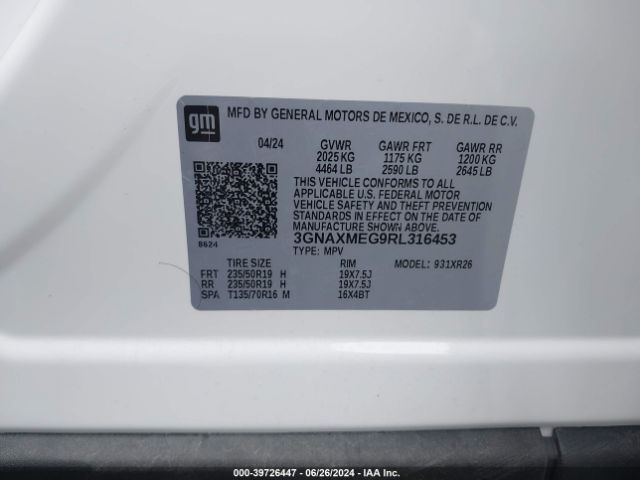 3GNAXMEG9RL316453 Chevrolet Equinox Fwd Rs