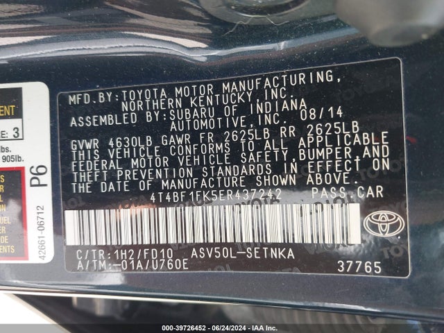 Toyota CAMRY LE 2014 4T4BF1FK5ER437242 Image 9