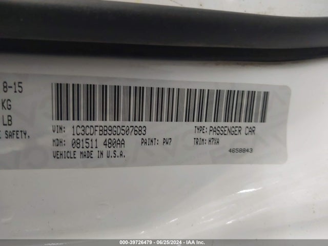 Dodge DART SXT 2016 1C3CDFBB9GD507683 Image 9