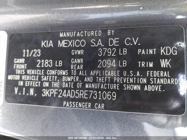 KIA Forte Lxs 2024 3KPF24AD5RE731069 Image 9