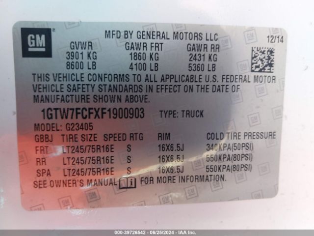 1GTW7FCFXF1900903 GMC Savana 2500 Work Van