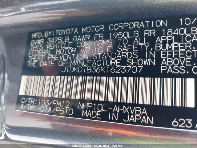 Toyota Prius C L 2019 JTDKDTB36K1623707 Image 9