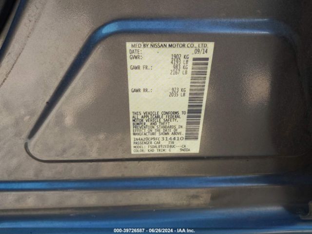 1N4AZ0CP9FC314410 Nissan LEAF S