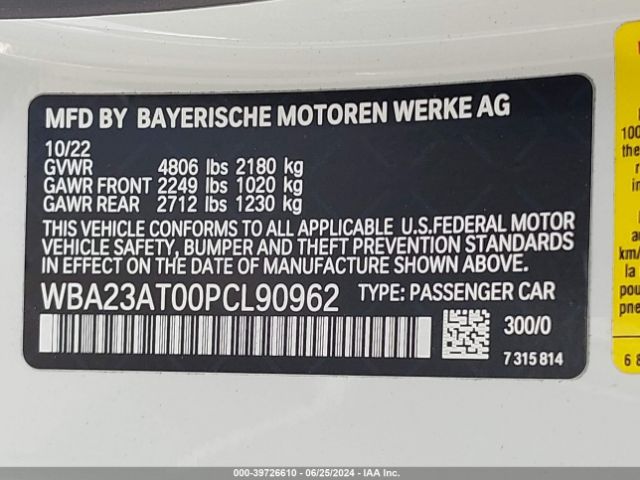 WBA23AT00PCL90962 BMW 430I