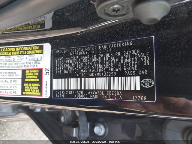 Toyota CAMRY SE 2021 4T1G11AK8MU433299 Image 9