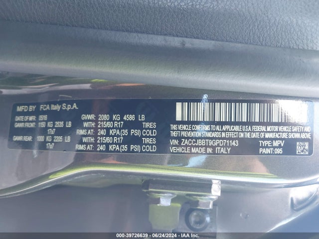 ZACCJBBT9GPD71143 Jeep Renegade Latitude