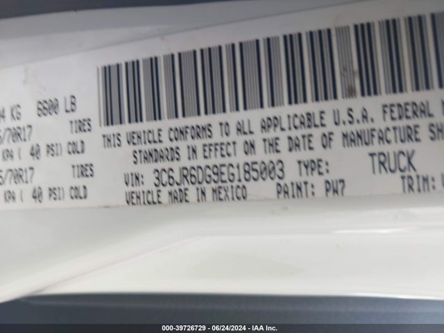 3C6JR6DG9EG185003 RAM 1500 Tradesman