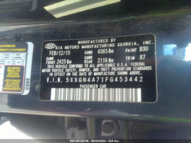 5XXGN4A71FG453442 KIA OPTIMA EX