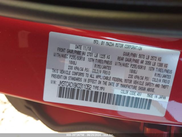 JM3TCACY8K0311052 Mazda Cx-9 Touring