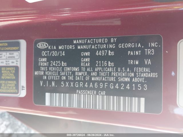 5XXGR4A69FG424153 KIA Optima Sx Turbo