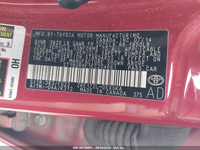 Toyota Corolla S Plus 2014 2T1BURHE1EC204661 Image 9