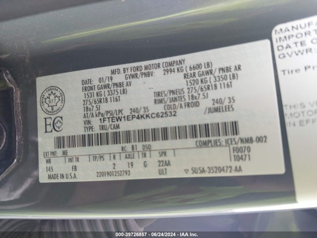 Ford F-150 Xlt 2019 1FTEW1EP4KKC62532 Image 9