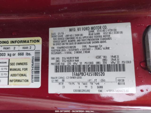1FA6P8CF4J5180520 Ford MUSTANG GT