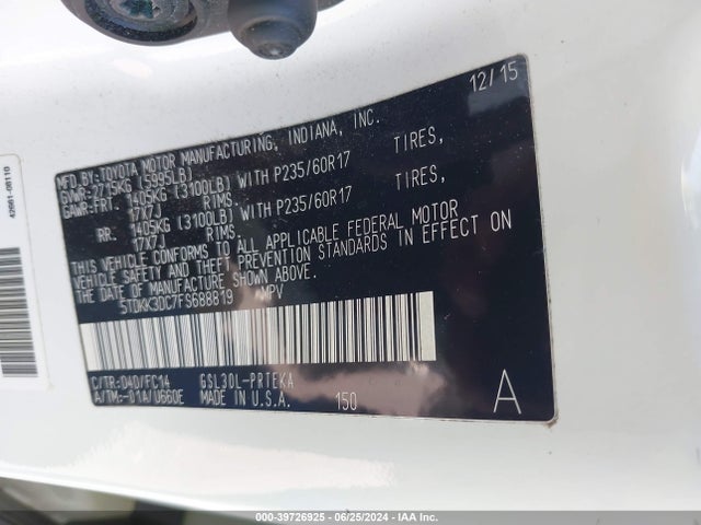 Toyota Sienna Le 8 Passenger 2015 5TDKK3DC7FS688819 Image 9