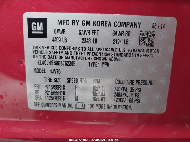 KL4CJHSB9EB762305 Buick Encore Premium